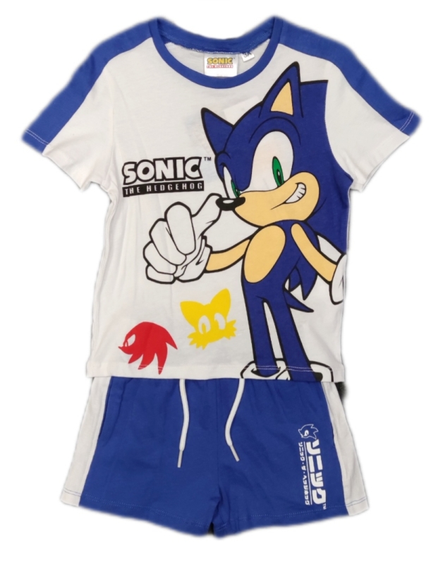 Sonic Jungen Set - T-Shirt & kurze Hose Blau-Weiß